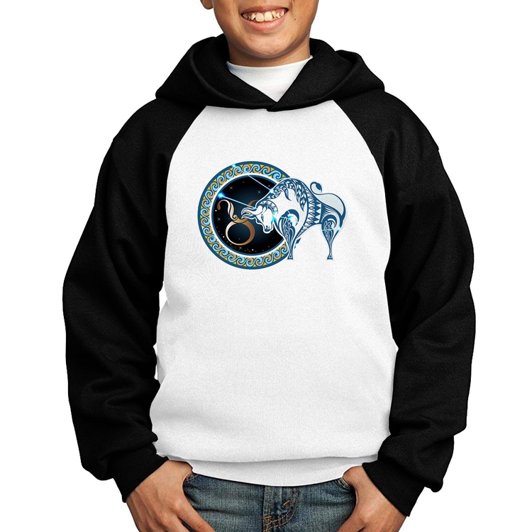 Moletom Infantil Signo Touro Astrologia - Branco/Preto