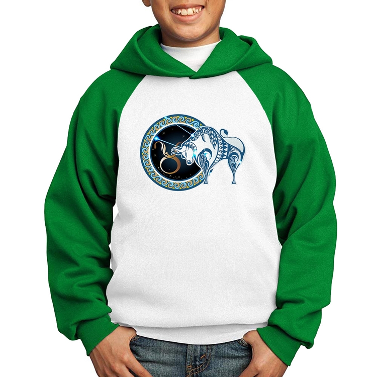 Moletom Infantil Signo Touro Astrologia - Branco/Verde