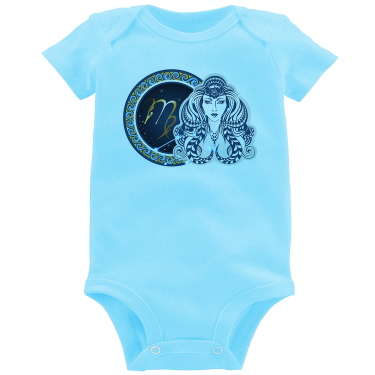 Body Bebê Signo Virgem Astrologia - Azul Bebê