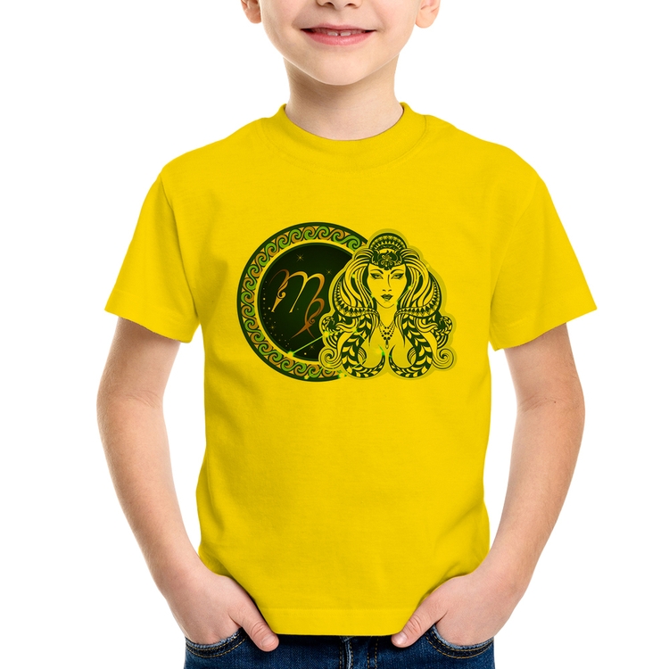 Camiseta Infantil Signo Virgem Astrologia - Amarela
