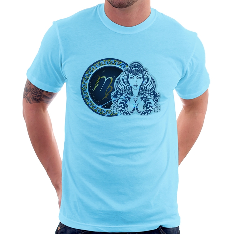 Camiseta Signo Virgem Astrologia - Azul Bebê