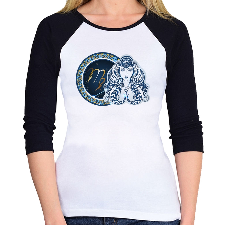 Baby Look Raglan Signo Virgem Astrologia Manga 3/4
