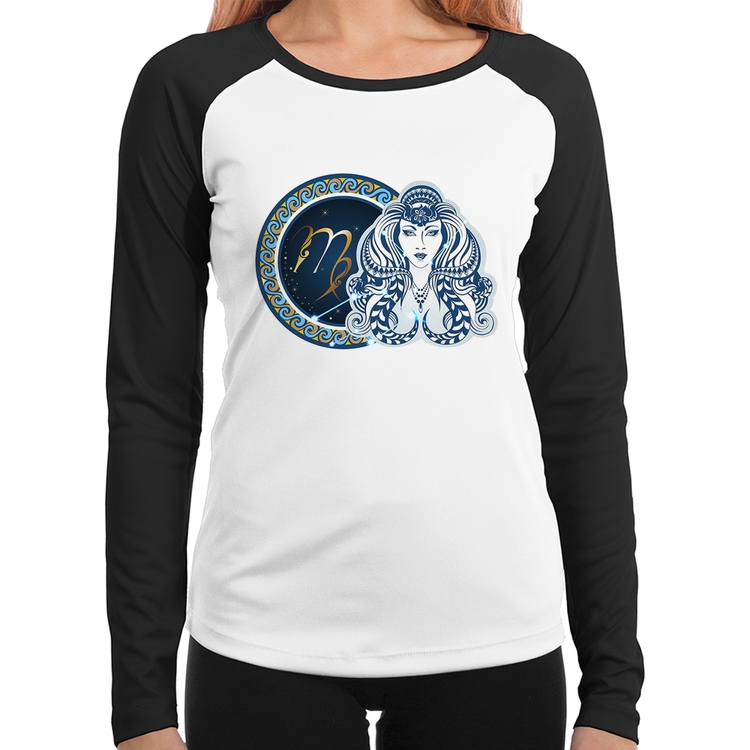 Baby Look Raglan Signo Virgem Astrologia Manga Longa