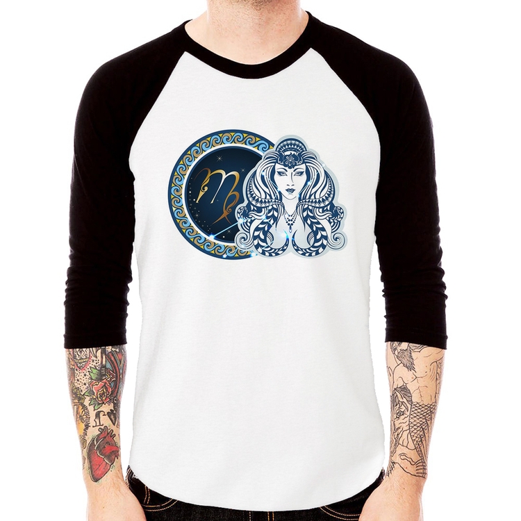 Camiseta Raglan Signo Virgem Astrologia Manga 3/4