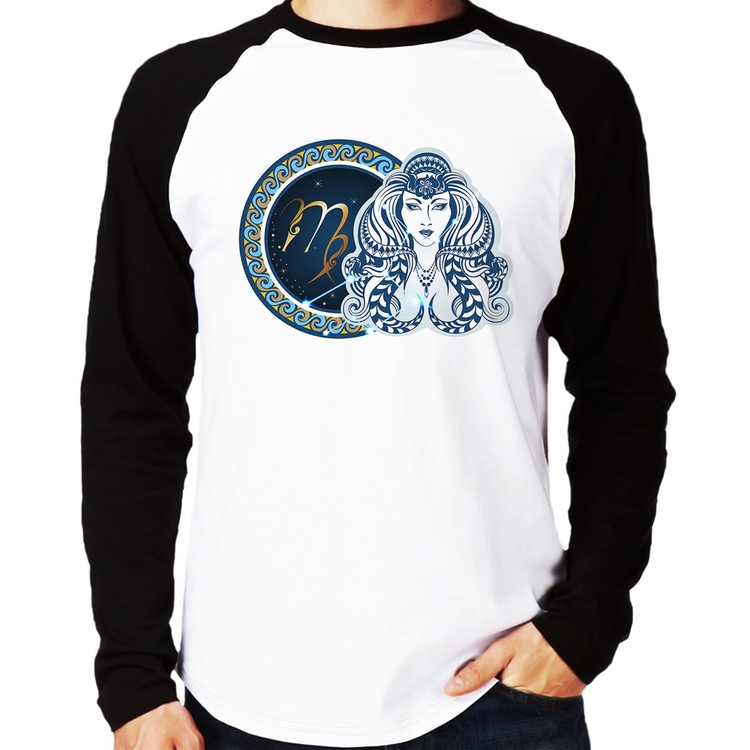 Camiseta Raglan Signo Virgem Astrologia Manga Longa