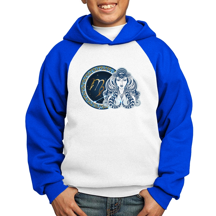 Moletom Infantil Signo Virgem Astrologia - Branco/Azul
