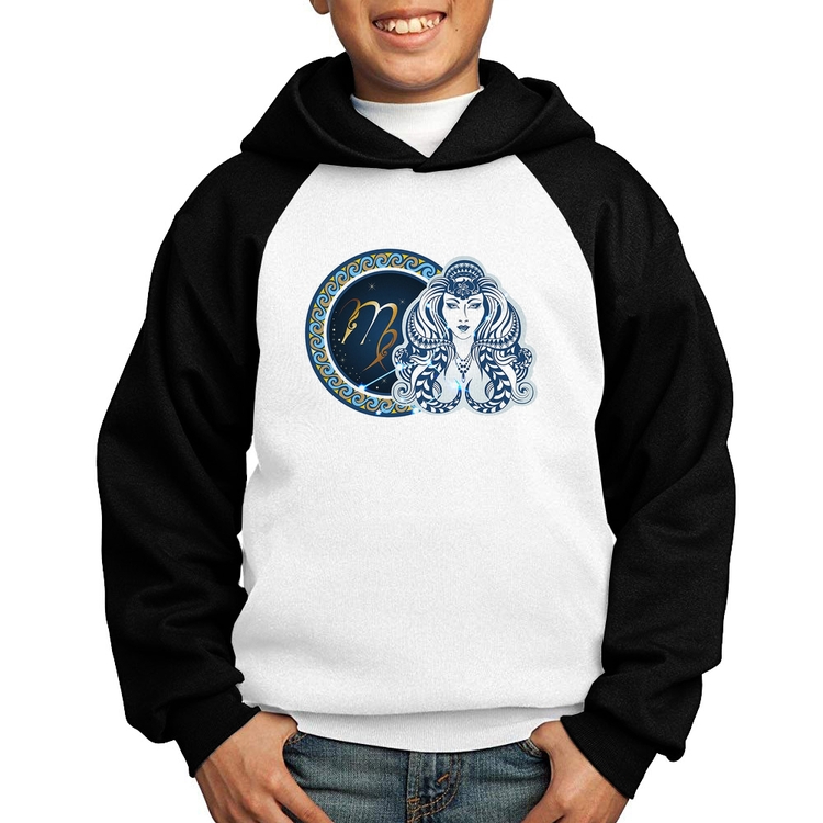Moletom Infantil Signo Virgem Astrologia - Branco/Preto