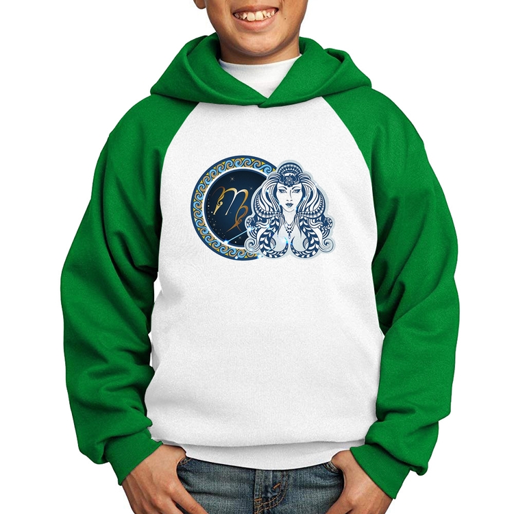 Moletom Infantil Signo Virgem Astrologia - Branco/Verde