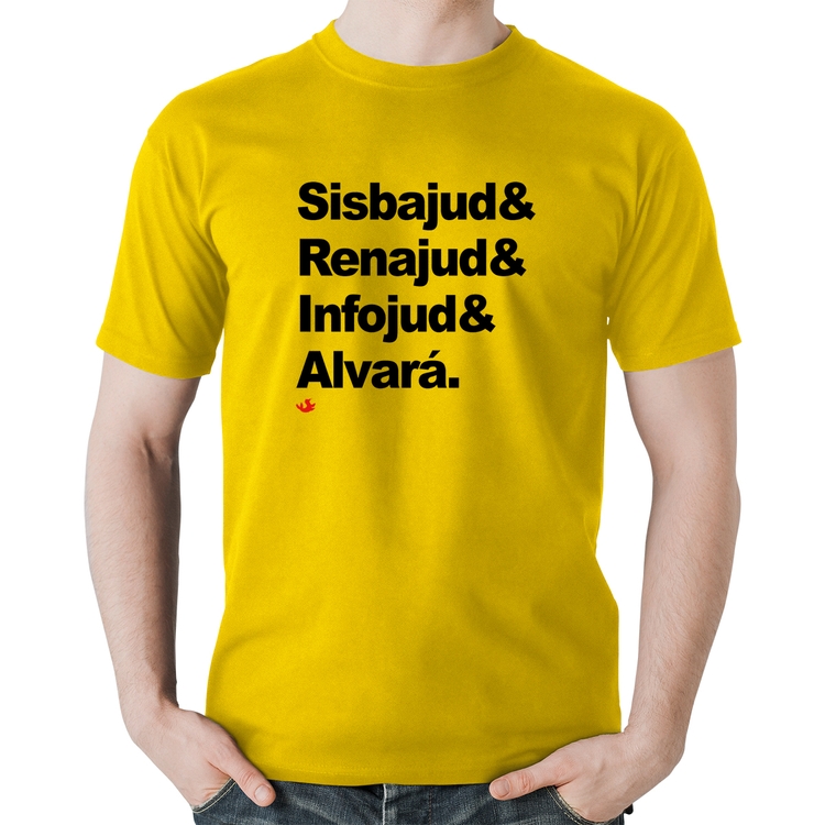 Camiseta Algodão Sisbajud & Renajud & Infojud & Alvará - Amarela
