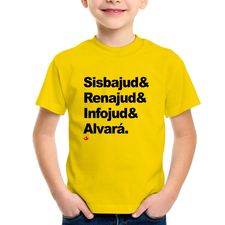 Camiseta Infantil Sisbajud & Renajud & Infojud & Alvará - Amarela