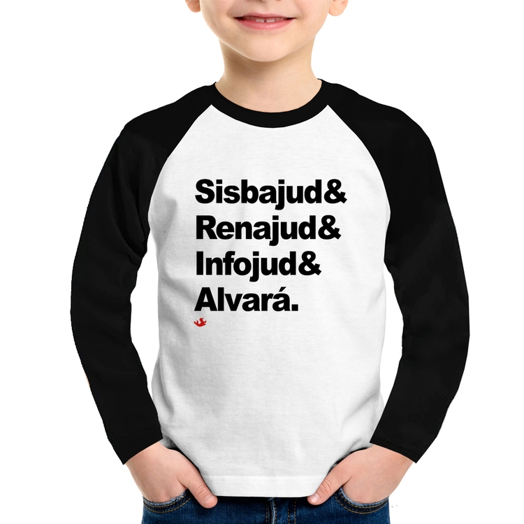 Camiseta Raglan Infantil Sisbajud & Renajud & Infojud & Alvará Manga Longa