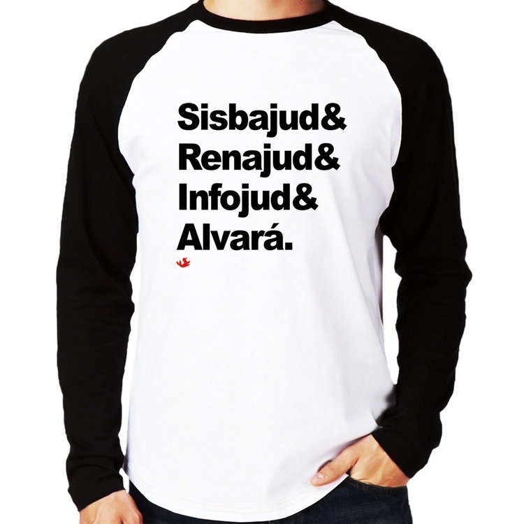 Camiseta Raglan Sisbajud & Renajud & Infojud & Alvará Manga Longa