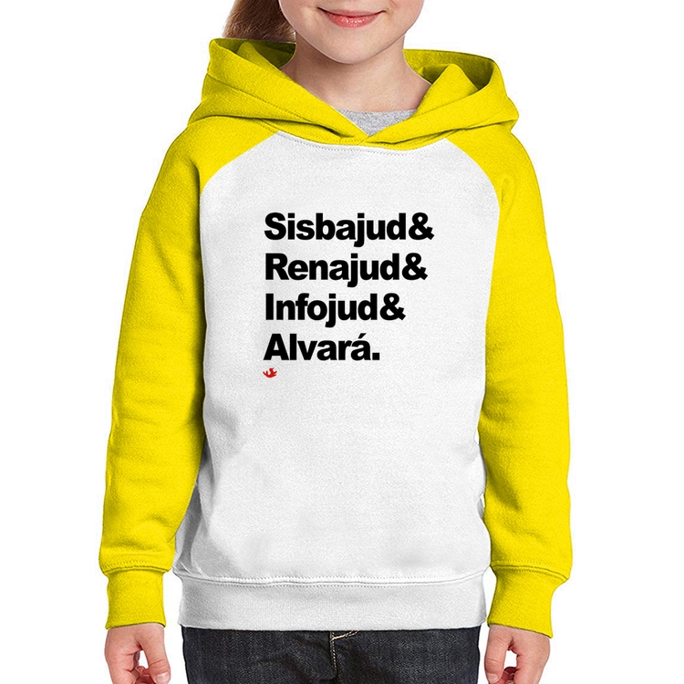 Moletom Infantil Sisbajud & Renajud & Infojud & Alvará - Branco/Amarelo