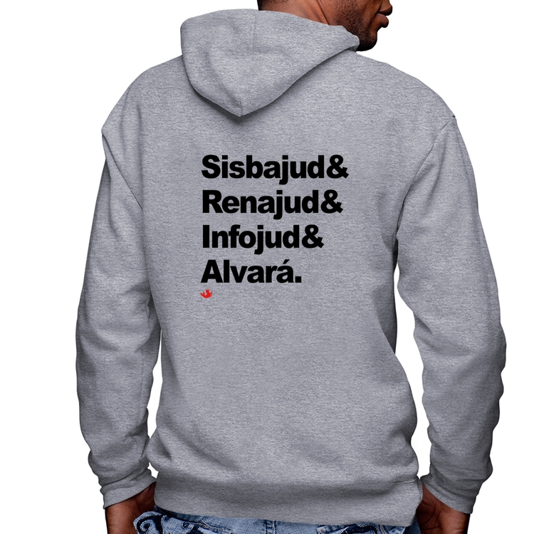 Blusa Moletom Sisbajud & Renajud & Infojud & Alvará Masculina com Capuz e Zíper - Mescla