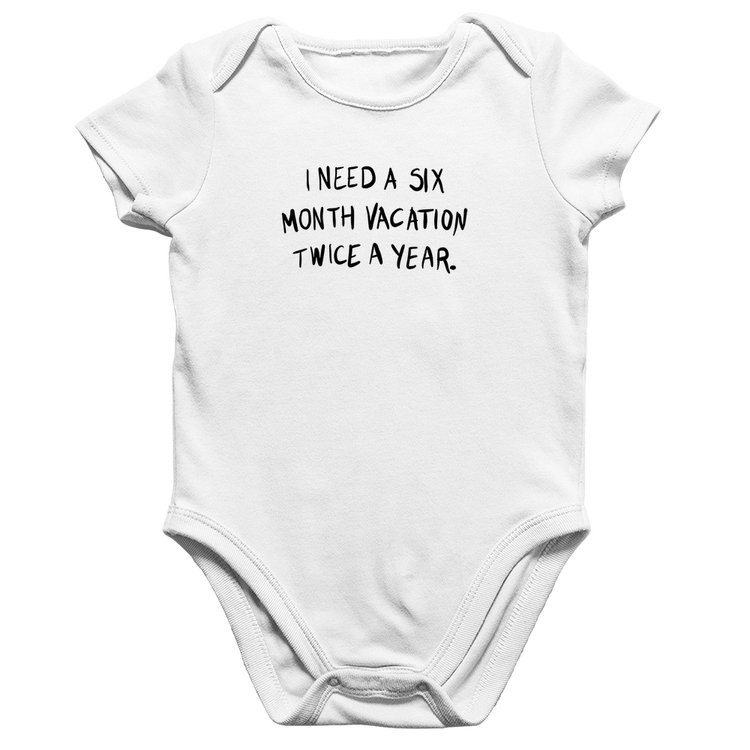 Body Bebê Algodão Six month vacation twice a year - Branco