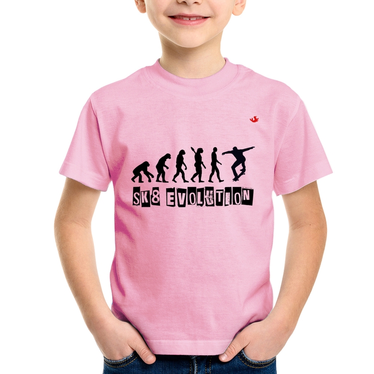 Camiseta Infantil SK8 Evolution Boy - Rosa Bebê