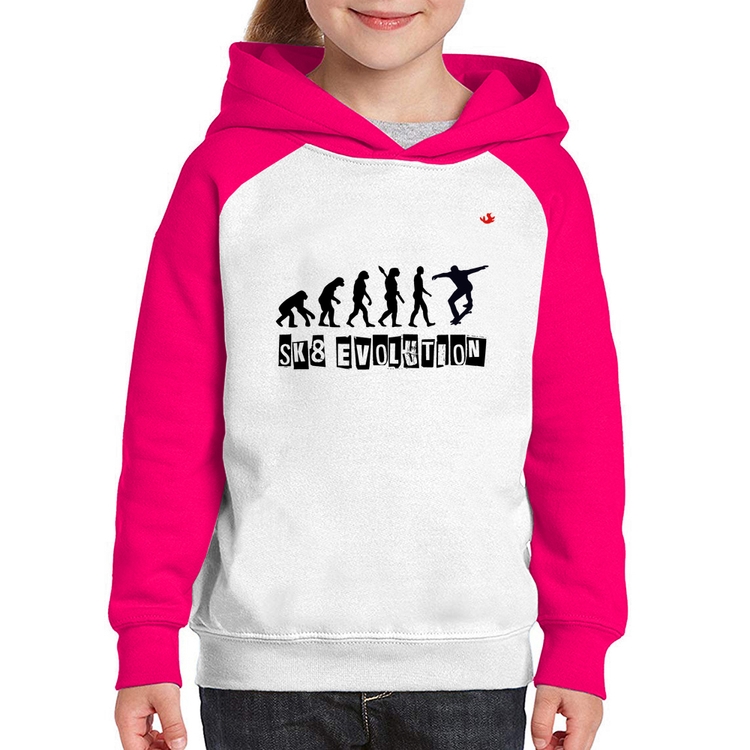Moletom Infantil SK8 Evolution Boy - Branco/Rosa
