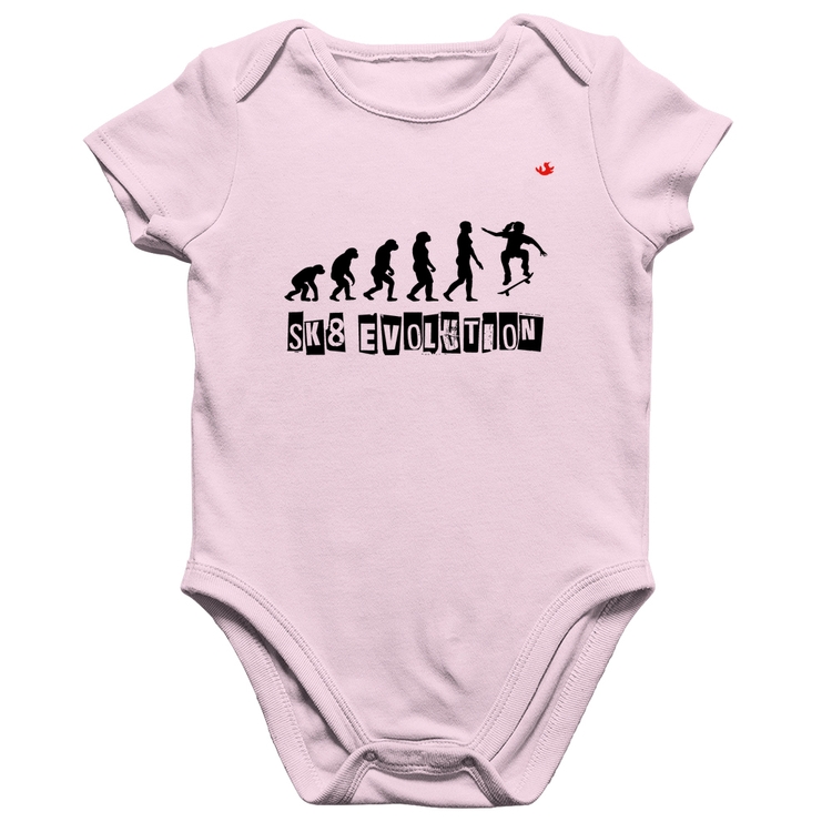Body Bebê Algodão SK8 Evolution Girl - Rosa Bebê