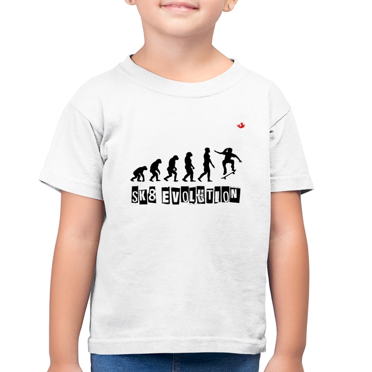 Camiseta Algodão Infantil SK8 Evolution Girl - Branca