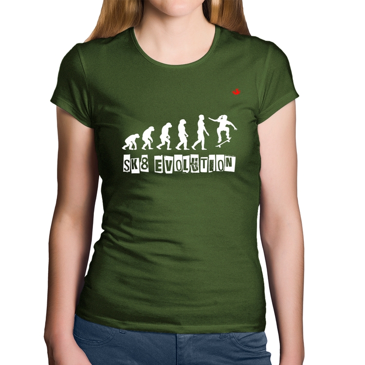 Baby Look Algodão SK8 Evolution Girl - Musgo