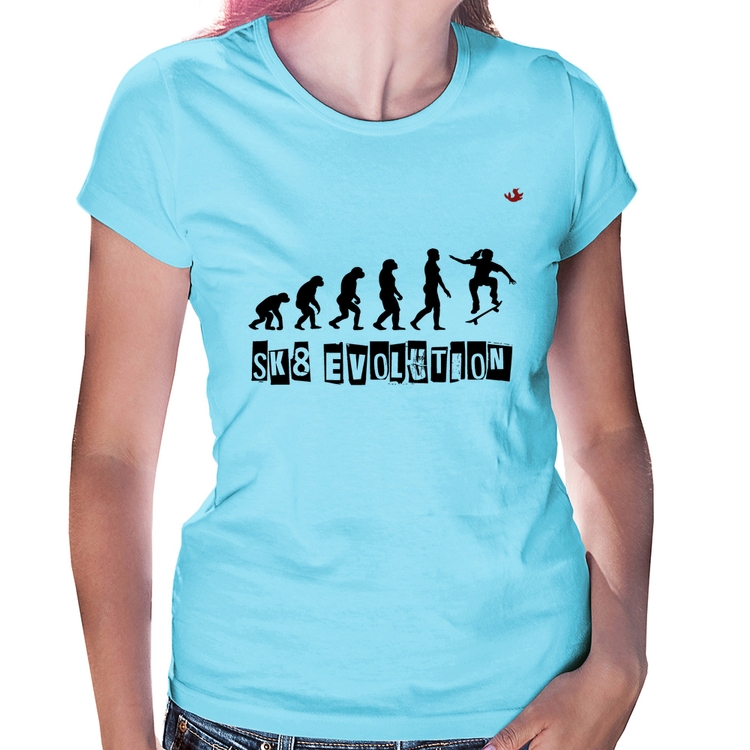 Baby Look SK8 Evolution Girl - Azul Bebê