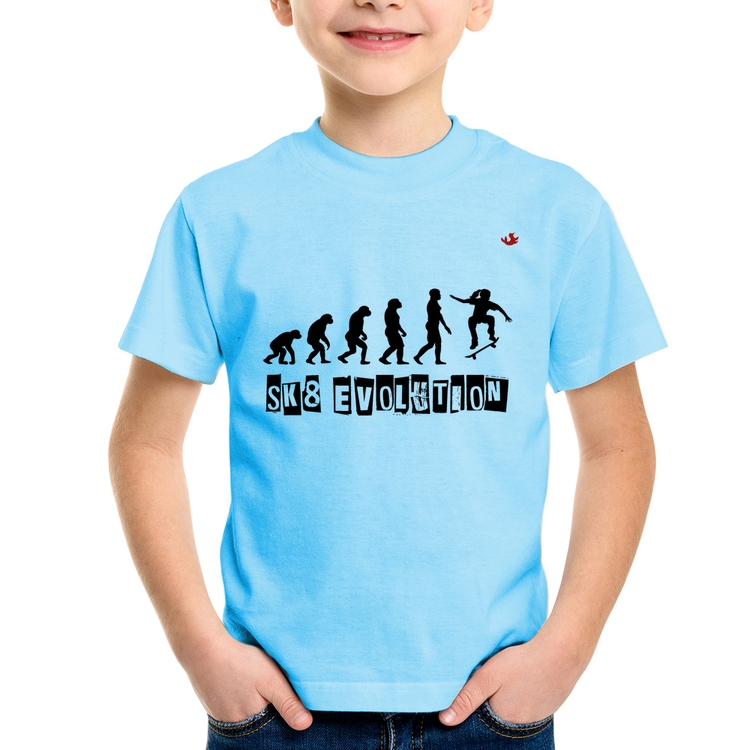 Camiseta Infantil SK8 Evolution Girl - Azul Bebê