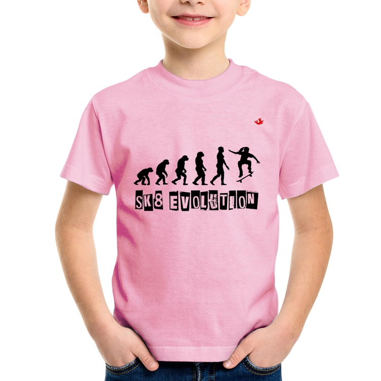 Camiseta Infantil SK8 Evolution Girl - Rosa Bebê
