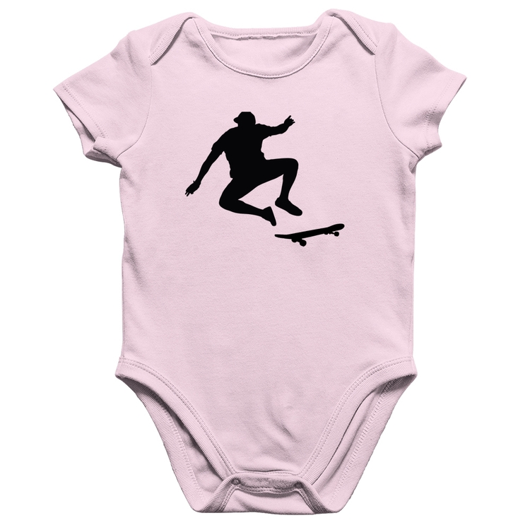 Body Bebê Algodão Skatista Manobra - Rosa Bebê