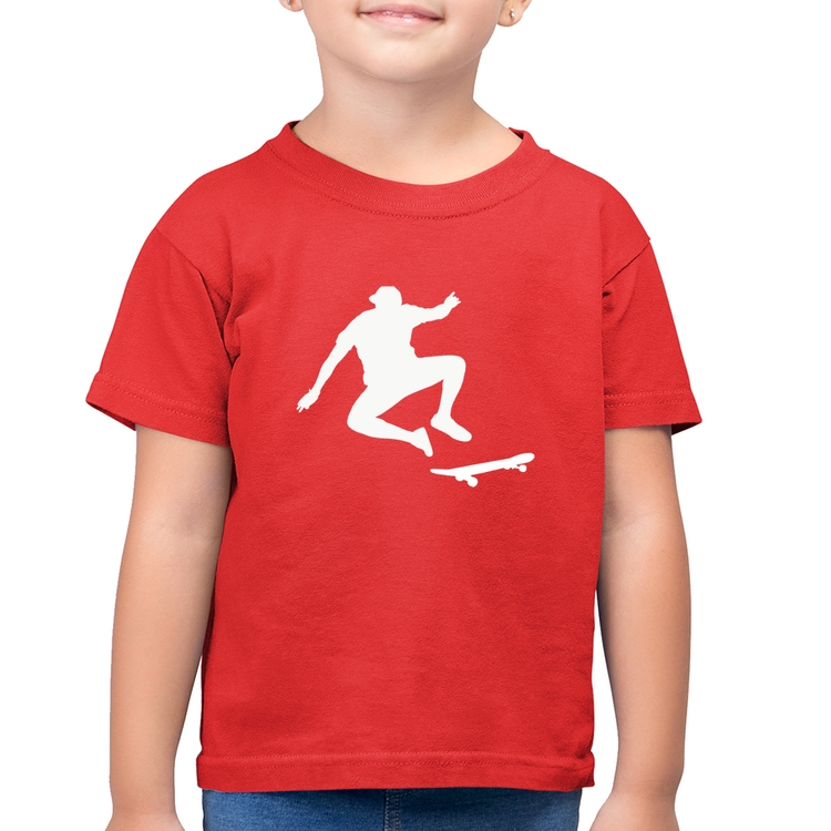 Camiseta Algodão Infantil Skatista Manobra - Vermelha
