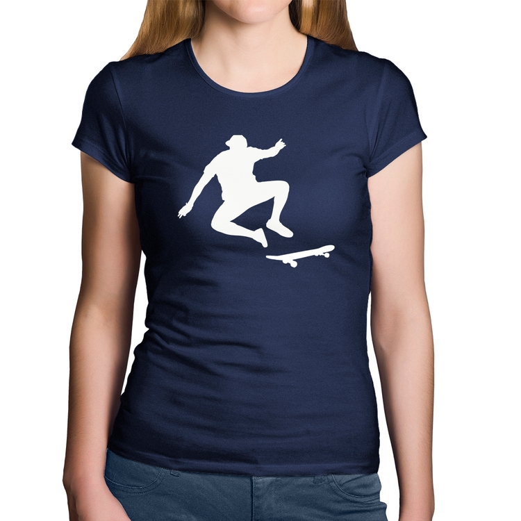 Baby Look Algodão Skatista Manobra - Marinho