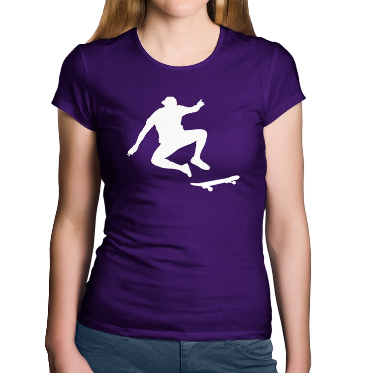 Baby Look Algodão Skatista Manobra - Roxa