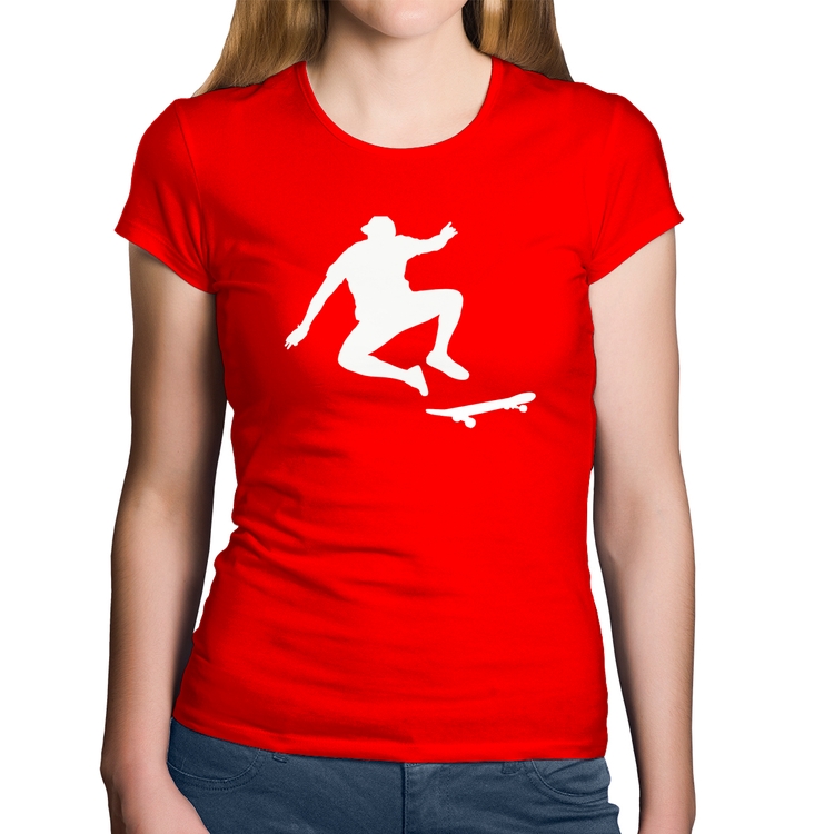 Baby Look Algodão Skatista Manobra - Vermelha