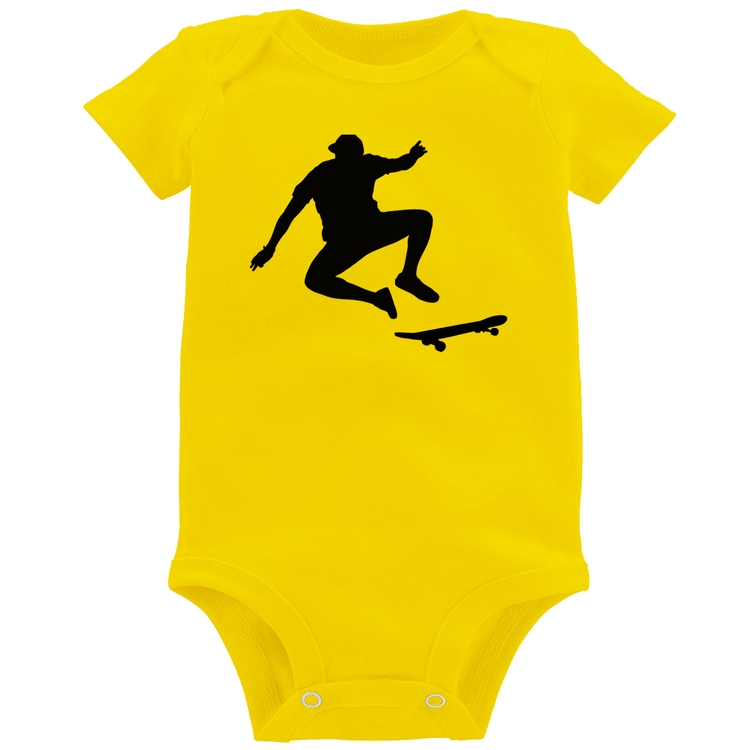 Body Bebê Skatista Manobra - Amarelo