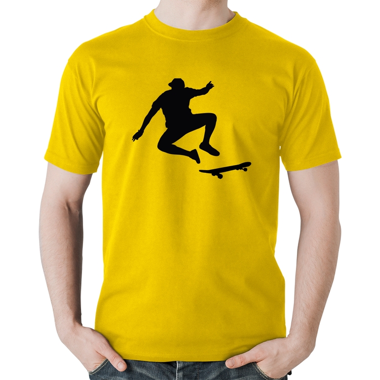 Camiseta Algodão Skatista Manobra - Amarela
