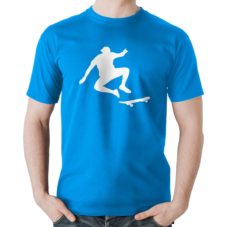 Camiseta Algodão Skatista Manobra - Azul