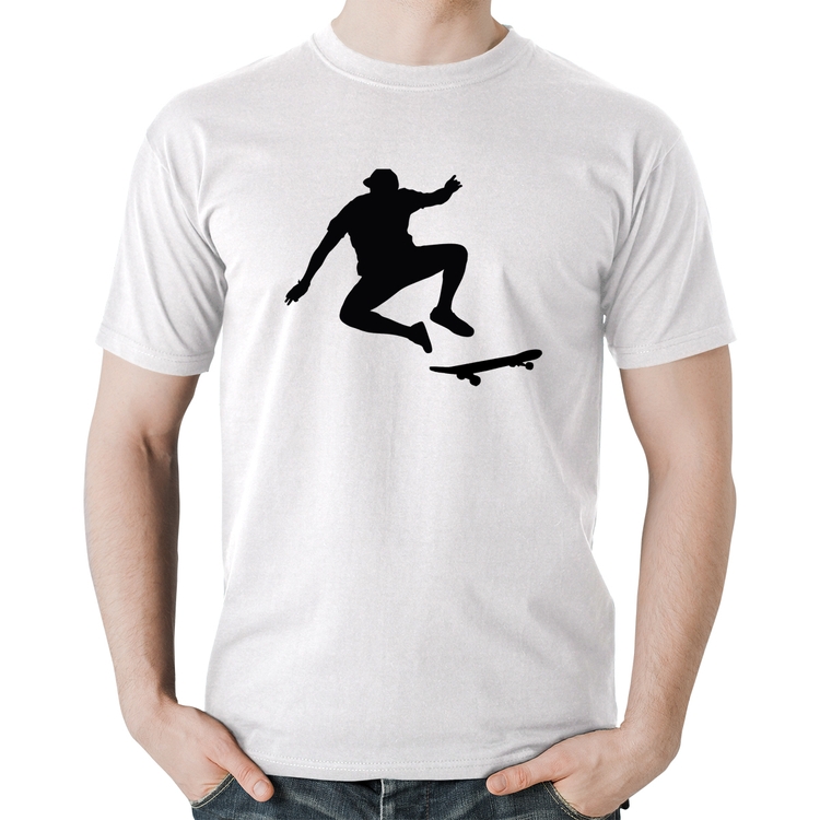 Camiseta Algodão Skatista Manobra - Branca