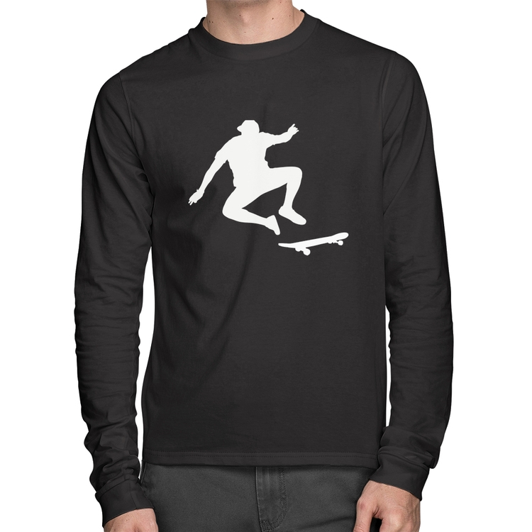 Camiseta Algodão Skatista Manobra Manga Longa