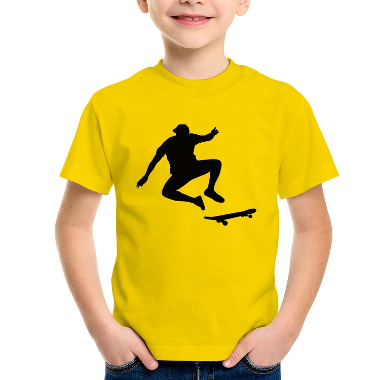 Camiseta Infantil Skatista Manobra - Amarela