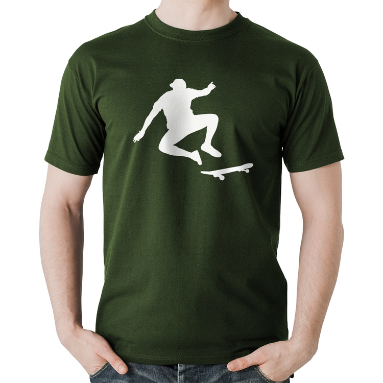 Camiseta Algodão Skatista Manobra - Musgo