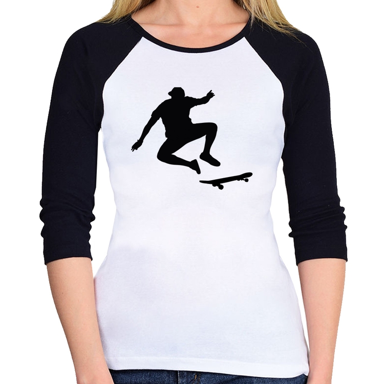 Baby Look Raglan Skatista Manobra Manga 3/4