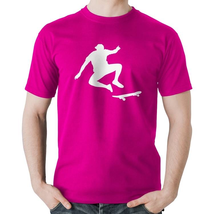 Camiseta Algodão Skatista Manobra - Rosa