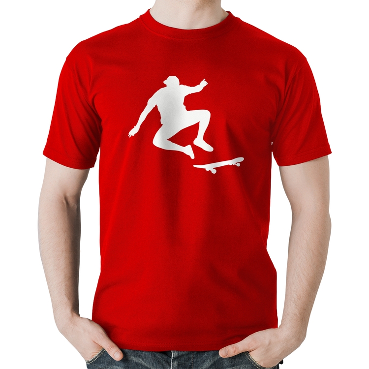 Camiseta Algodão Skatista Manobra - Vermelha