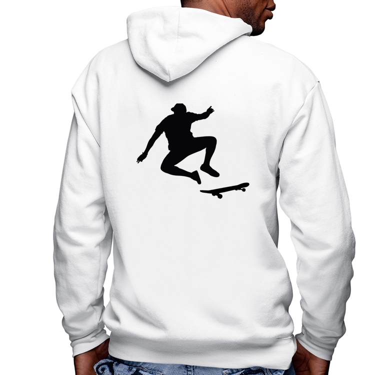 Blusa Moletom Skatista Manobra Masculina com Capuz e Zíper - Branca