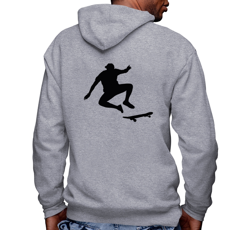 Blusa Moletom Skatista Manobra Masculina com Capuz e Zíper - Mescla