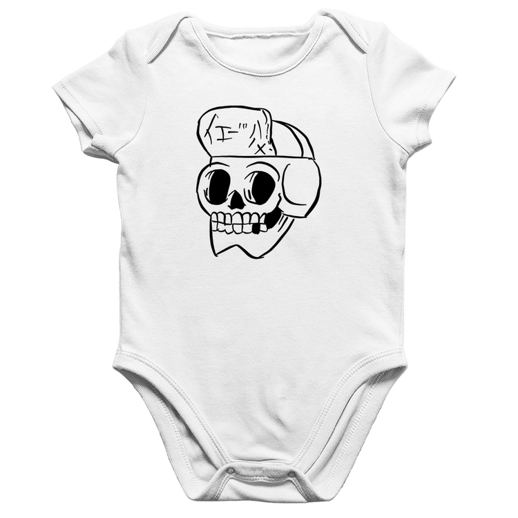 Body Bebê Algodão Skull Skeleton - Branco