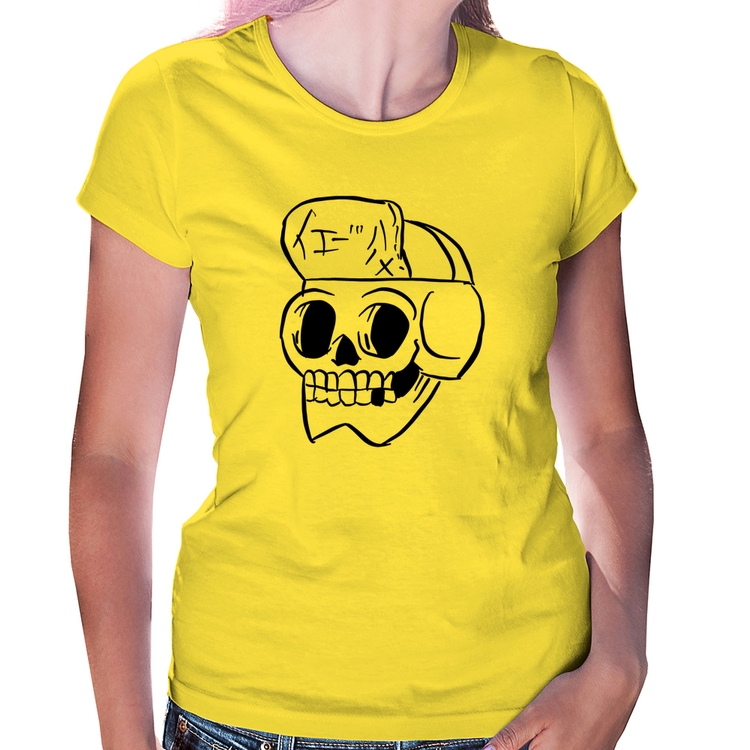 Baby Look Skull Skeleton - Amarela