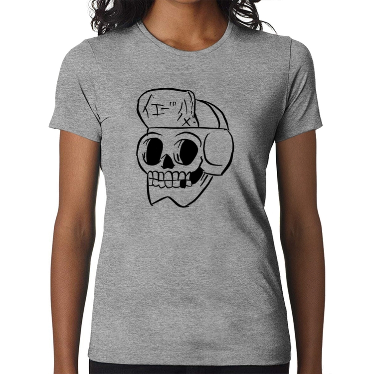 Baby Look Skull Skeleton - Cinza