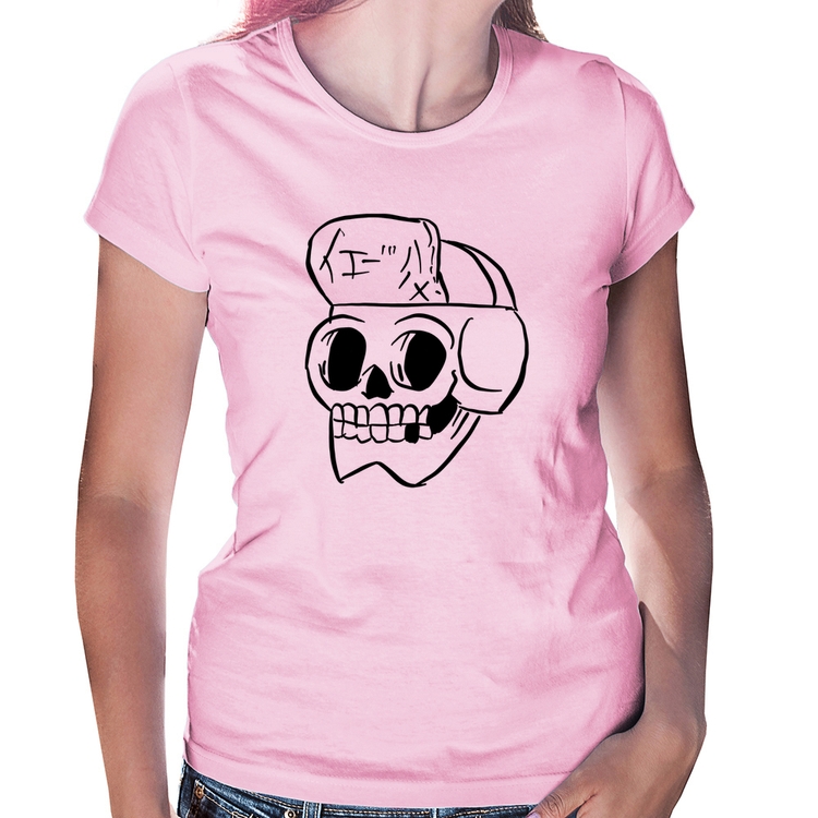 Baby Look Skull Skeleton - Rosa Bebê