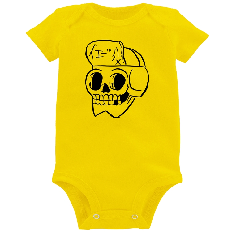 Body Bebê Skull Skeleton - Amarelo