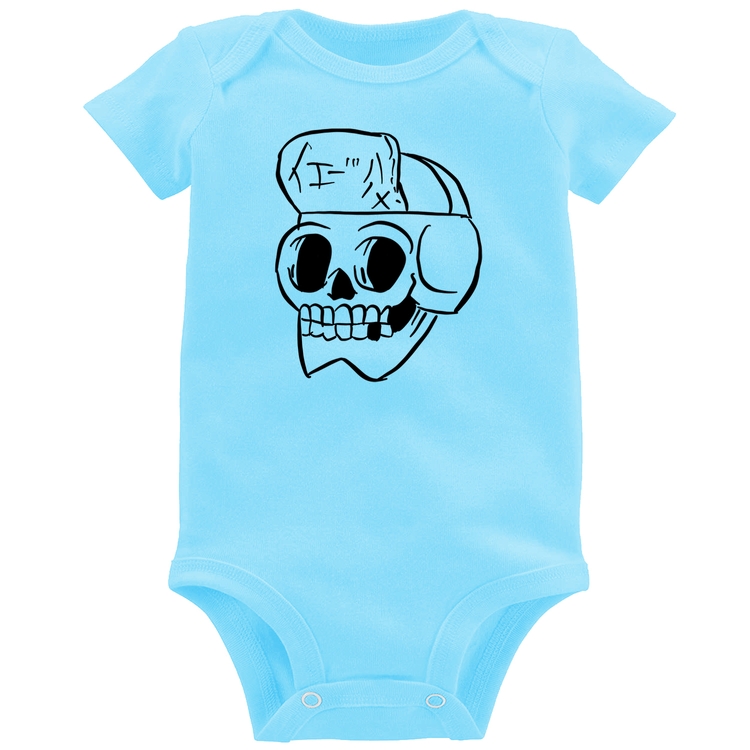 Body Bebê Skull Skeleton - Azul Bebê